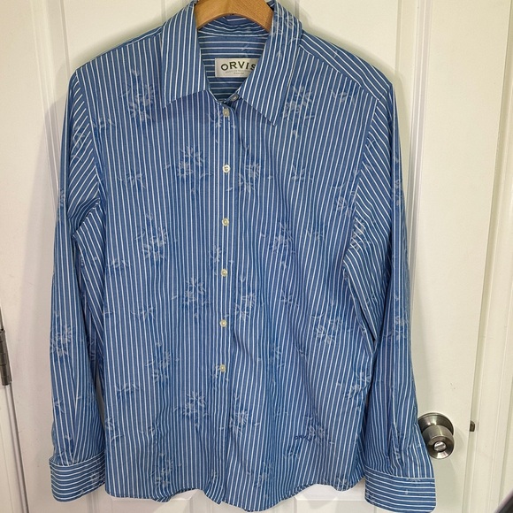Orvis Other - Orvis Men's Blue and White Striped Shirt (See Measurements)